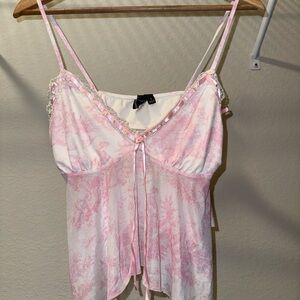 Pink and White Camisole Top